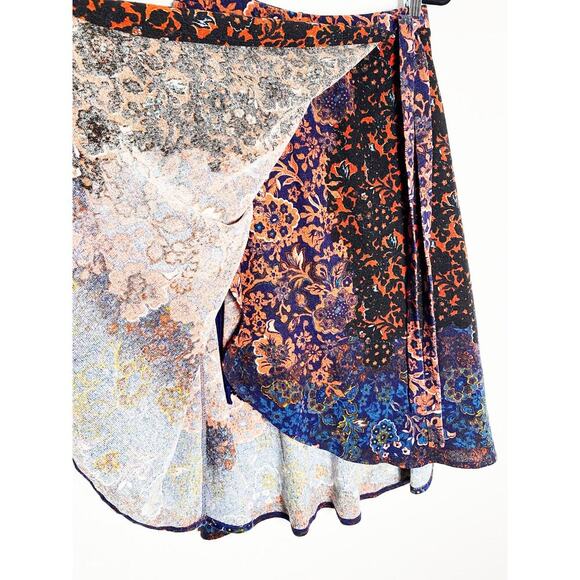 Maeve x Anthropologie Womens Floral Print Faux Wrap Side Tie Knit Skirt High Low - Picture 7 of 11
